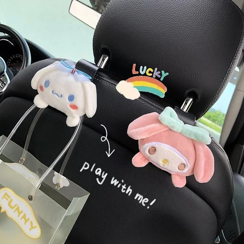 Sanrio Anime Figure Peripherals Car Hook Hanbag Storage Organizer Interior Decoration Cute Kuromi My Melody Car Seat Hook Gifts