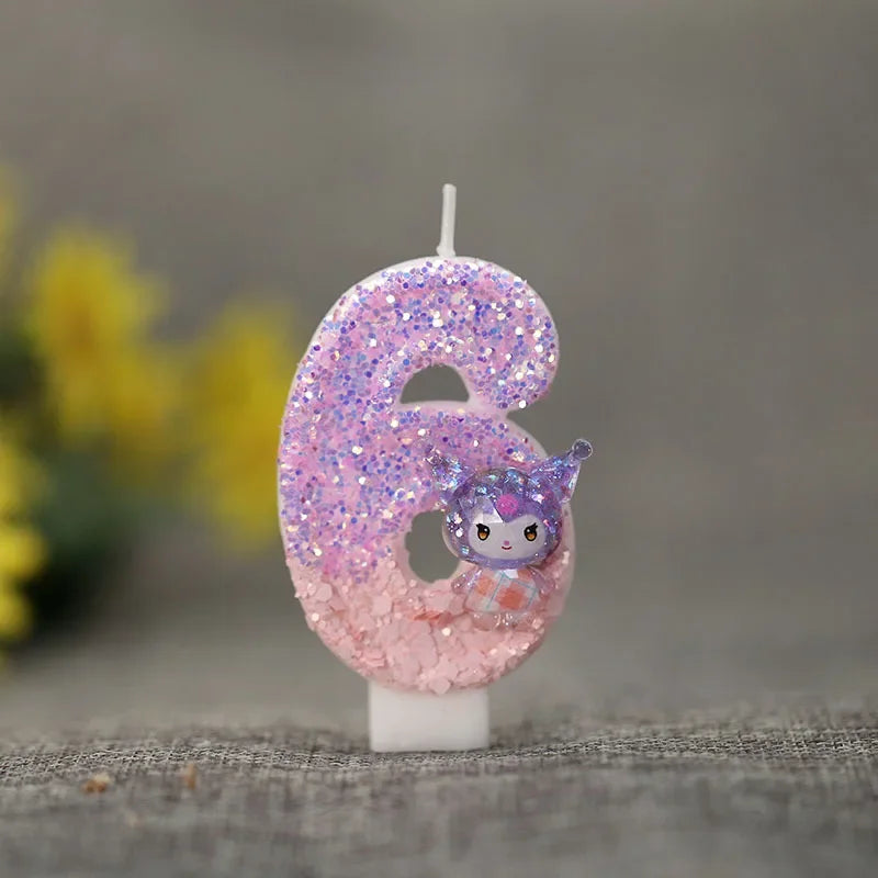 Kuromi Digit 0-9 Candle Sanrio Anime Birthday Decoration Baby Shower Gender Reveal Anniversary Cake Topper Party Supplies Gift