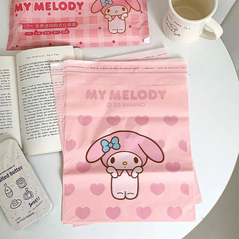 Sanrio Multi purpose Adhesive Garbage Bag Hello Kitty Cinnamoroll Portable Household Dormitory Desktop Disposable Sanitary Bag