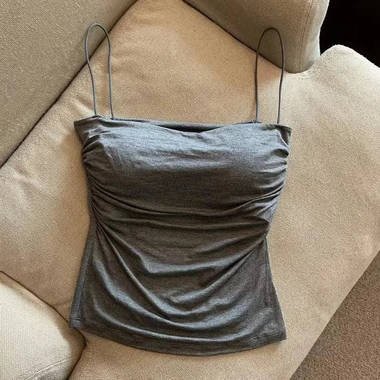 2024 Women Halter Top Summer Korean Style Trend Fashion Built in Women Bra Stretch Women Beach Everyday Casual Tank Top