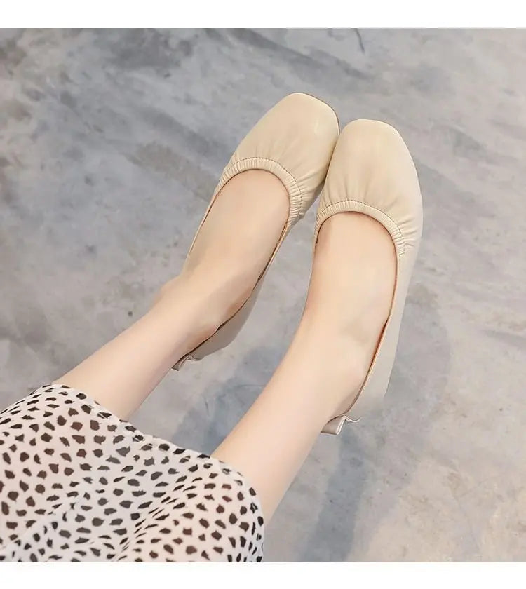 Women's Flats – 2025 Autumn New Trendy Retro Fashion Low-Heel Casual Commuting Leather Loafers (Driving Shoes for Petite Women)