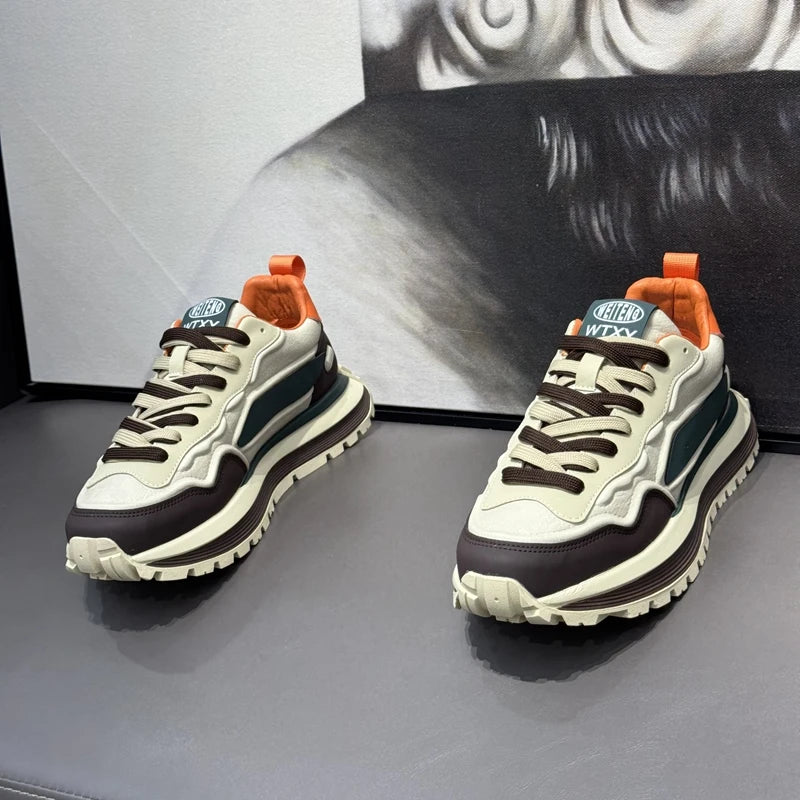 メンズスニーカーシューズ、男性用プラットフォームスポーツシューズ、スポーツとレジャー、カジュアルスニーカー、滑り止め、ファッション、耐摩耗性、ローファー