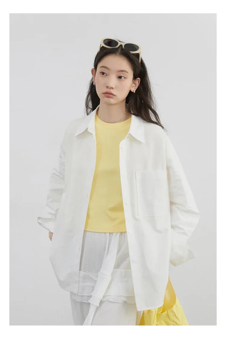 CHIC VEN Women Shirts Solid Long Sleeve Loose Single Breasted Female Blouses Woman Cotton Spring Summer 2025 Clothing