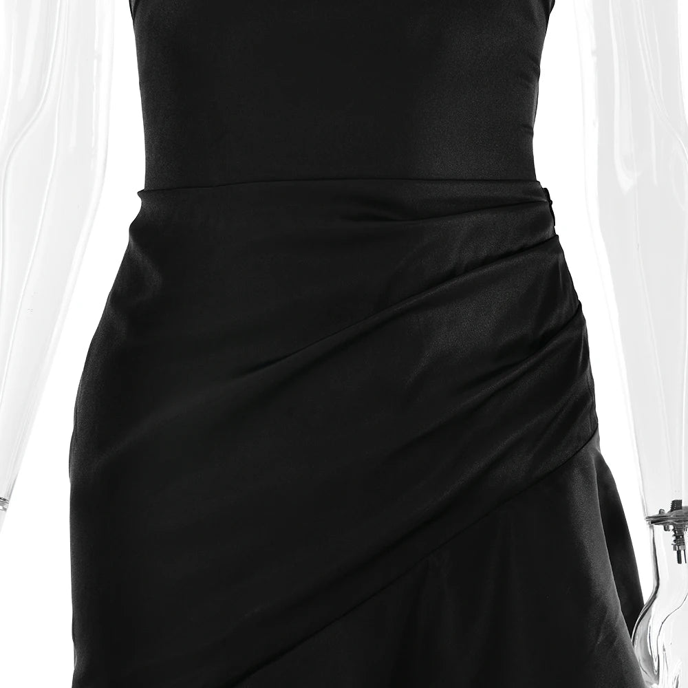 Articat Elegant Spaghetti Strap Satin Split Maxi Dress Women Sexy Backless Bodycon Party Evening Dress Summer Holiday Beachwear