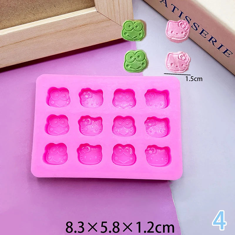 Sanrio Hello Kitty Silicone Mold Anime Kuromi Cinnamoroll My Melody Summer Jelly Ice Chocolate Food Grade Jelly Silicone Mold