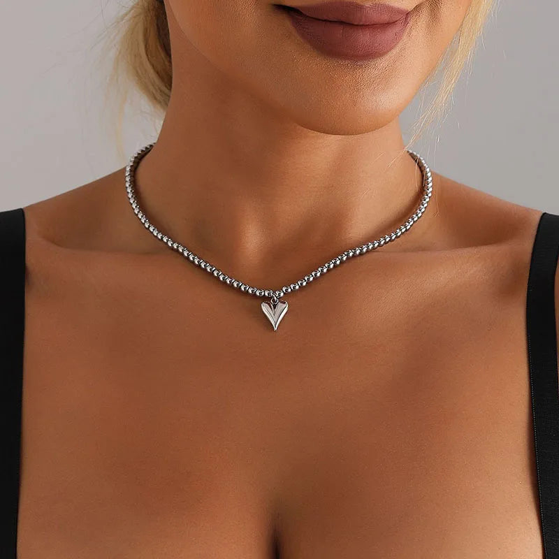 New Irregular Stone Choker Necklace For Women Elegant Tassels Heart Pendant Necklaces Wedding Party Jewelry Gift