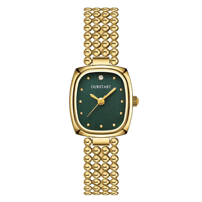 Luxury Gold Bracelet Watches for Women High Quality Retro Square Quartz Wristwatches Steel Strap Ladies Clock Gifts Reloj Mujer