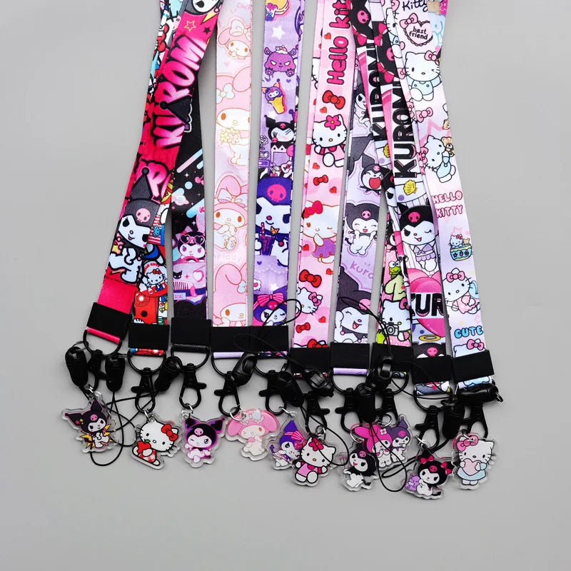 Cute Sanrio Characters Cosplay Accessories Cartoon Neck Strap Lanyard with Phone Strap and Card Holder