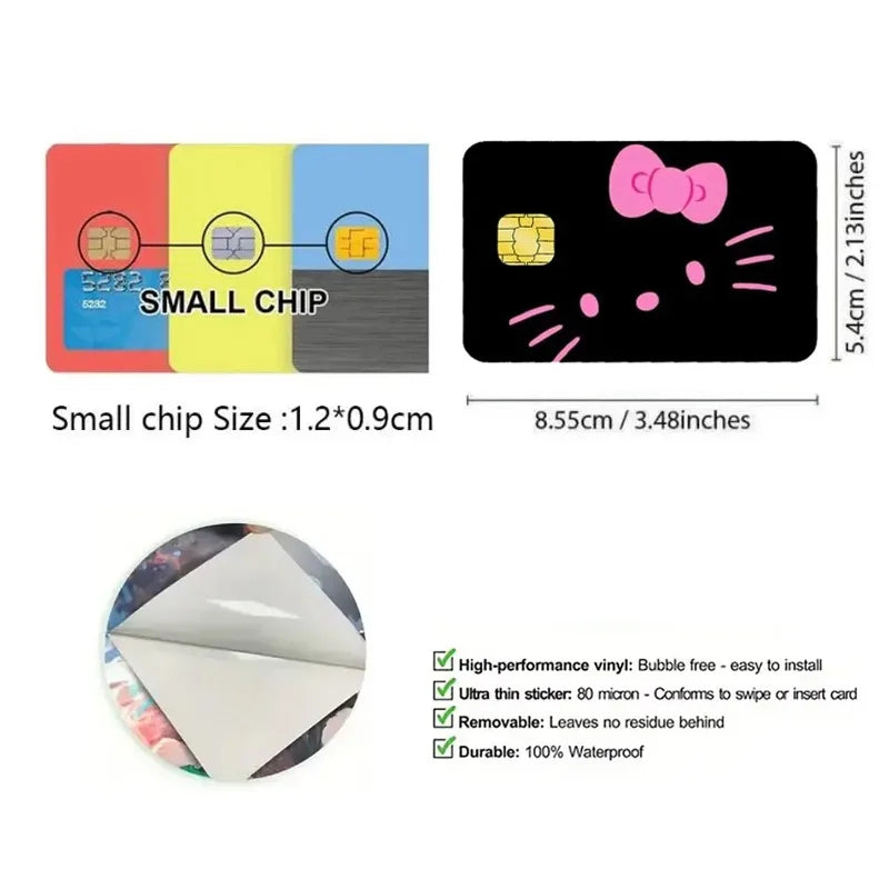 Sanrios Hello Kittys Kuromi Credit Card Skin Stickers for Bank Card Bus Anime Rilakkuma Metro Card Sticker Waterproof Girls Gift