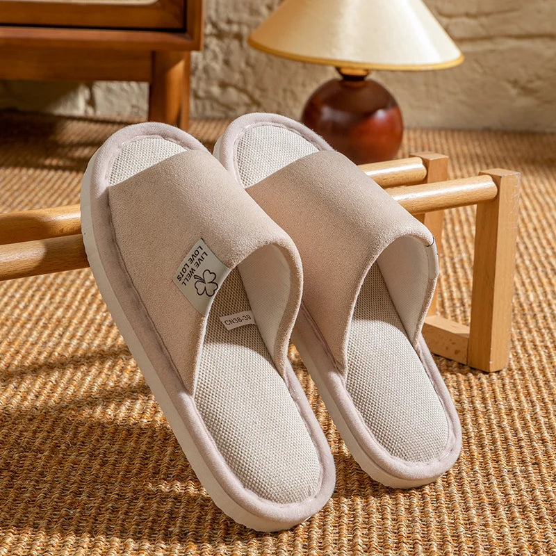 Slippers for Men,Non-Slip Soft-Soled Indoor House Slippers for Spring&Summer, All-Season Linen Home Comfortable Slippers