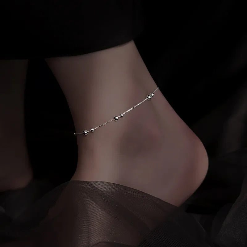 925 Sterling Silver Anklet Fashion Simple Temperament Anklet Birthday Gift For Women Senior Jewelry Accessories