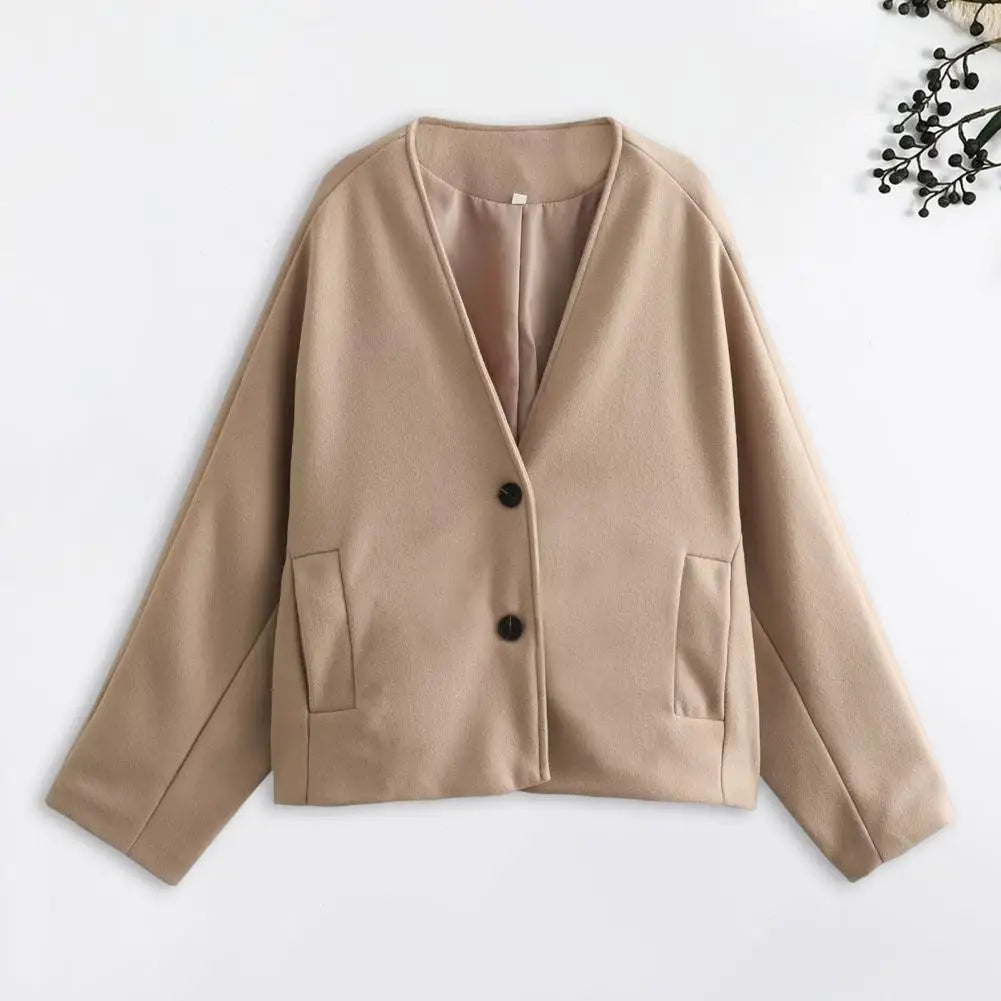 レディース ヴィンテージブレンド フィットコート ファッション ゆったり ダブルブレスト 長袖 ポケット付き 女性用ジャケット シックなレディース通勤コート