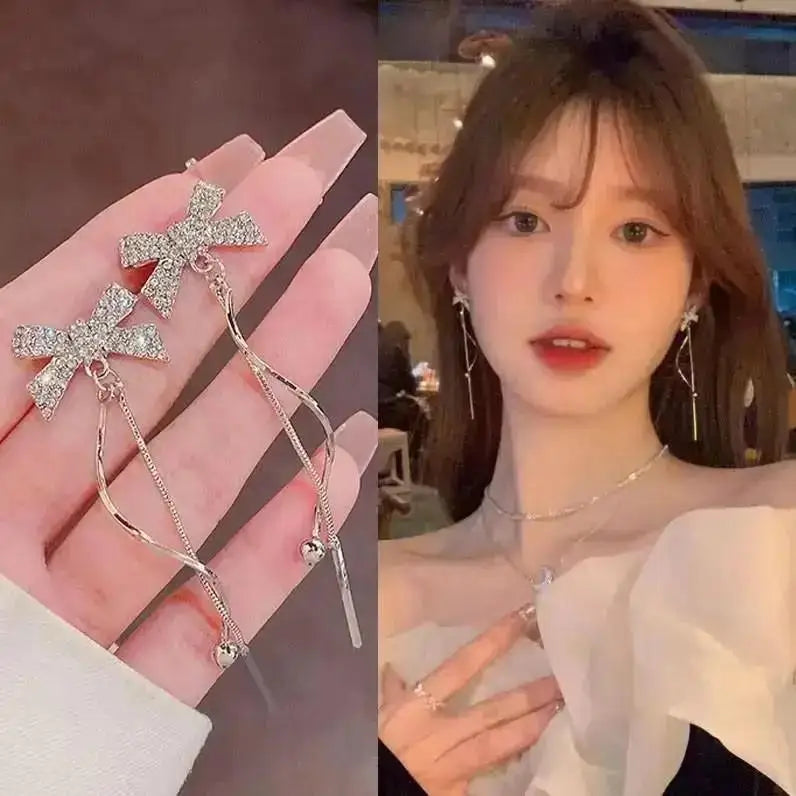 925 Silver Needle Korean Fashion Tassel Pearl Earrings For Women Jewelry 2025 Trending New Vintage Women's Pearl Drop Earrings