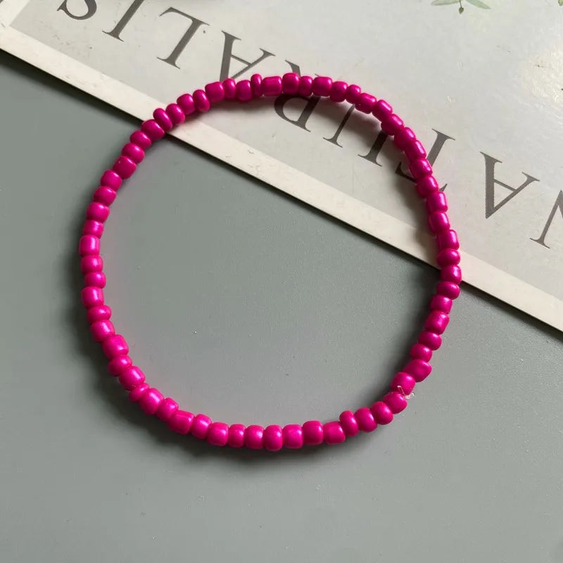 女性用ホワイトアンクレット、カラフルなファッションガール、小さなシードビーズフットブレスレット、イエローボヘミアンアンクレット、ギフトジュエリー