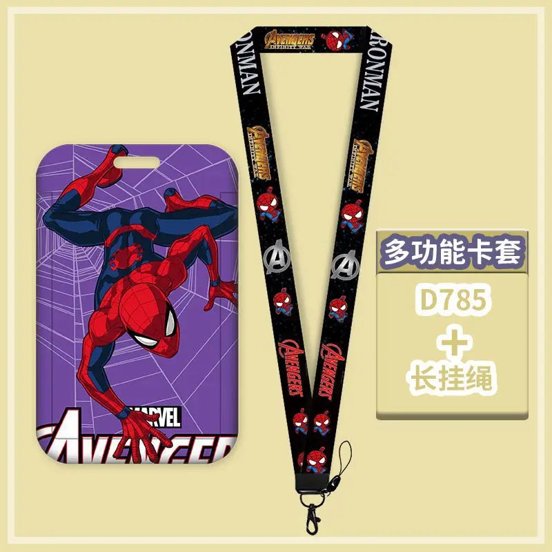 Cartoon Disney Marvel Spiderman Card Sleeve Cartoon Lanyard ID Bus Card Work Permit protect Sleeve Cute Student Stationery Gift
