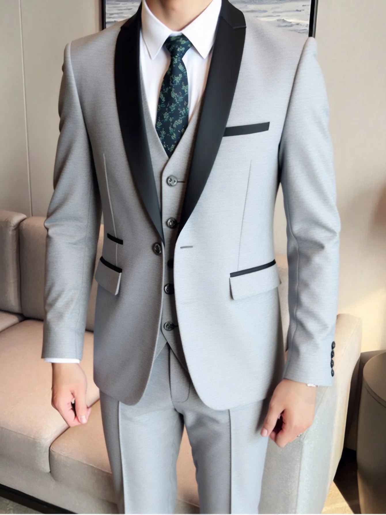 3 Piece Suit Jacket Vest Trousers/Fashion Men's Casual High Quality Business Slim Groom Wedding Formal Suit Jacket Trousers