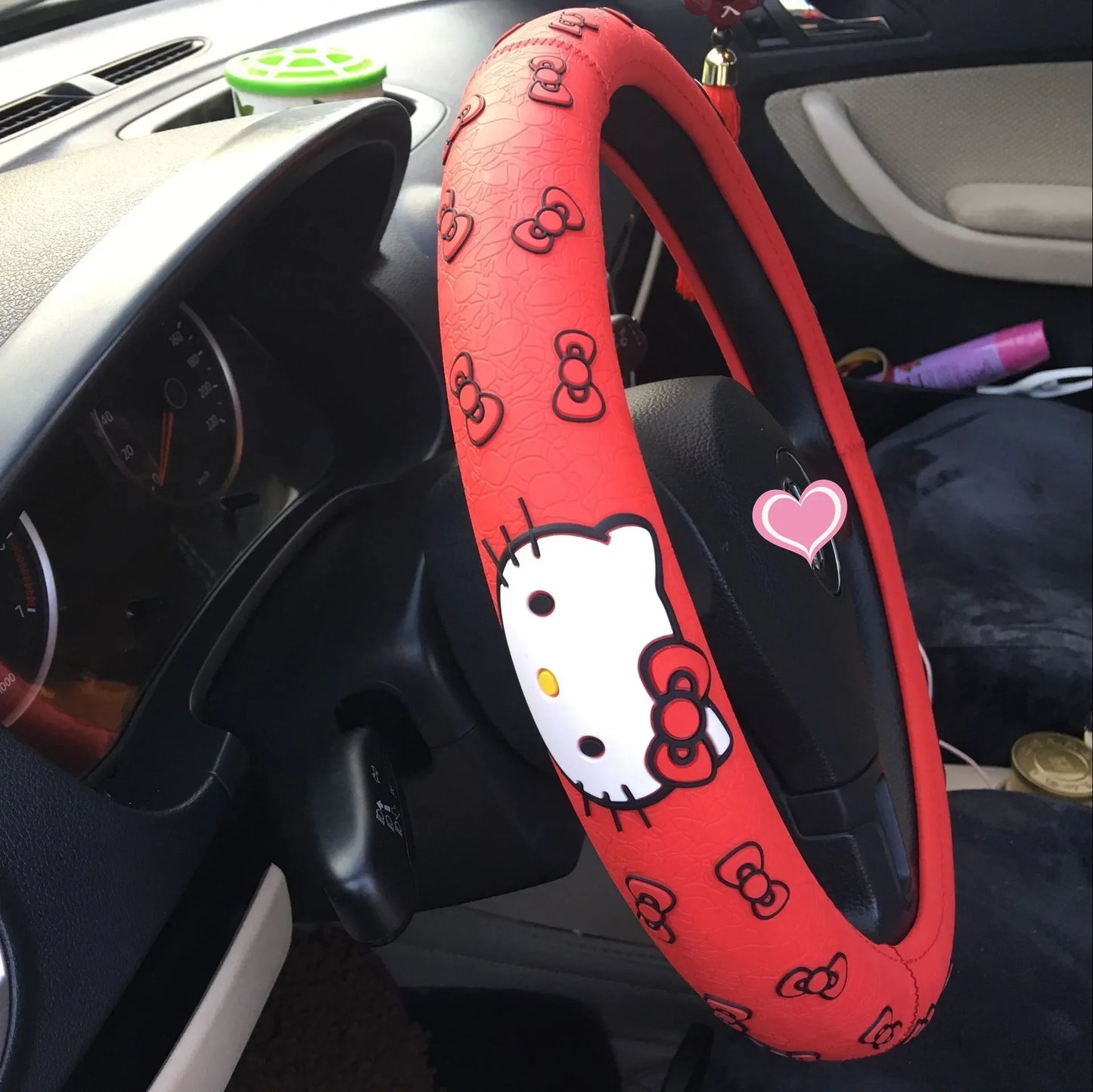 Hello Kitty Stuff Car Steering Wheel Cover All Season Non-Slip Handlebar Cover Eco-friendly Rubber Ring Female Owner Accesorios