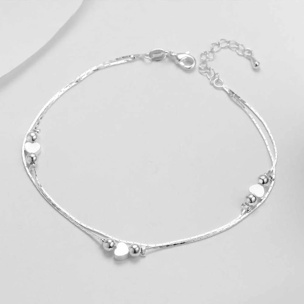 Heart Shaped Foot Chain Anklets Bracelets 925 Sterling Silver Fashion Jewelry For Women Wholesale
