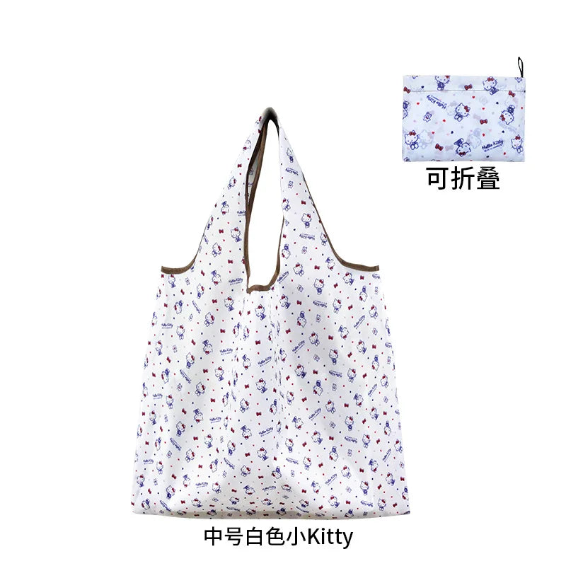 New Hello Kitty Supermarket Shopping Bag Large Capacity Bag Cartoon kuromi Portable Foldable Cloth Bag Shoulder Bag