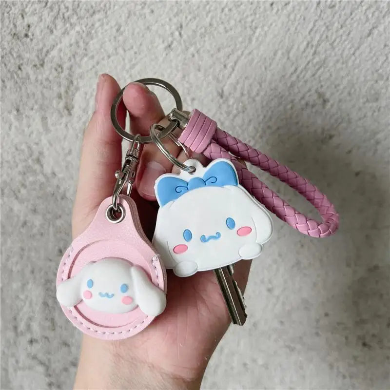 Sanrio Hello Kitty Kuromi Keychain Silicone Kawaii Anime Cute Key Case Kt Cat Pendant Melody Access Control Card Case Keychain