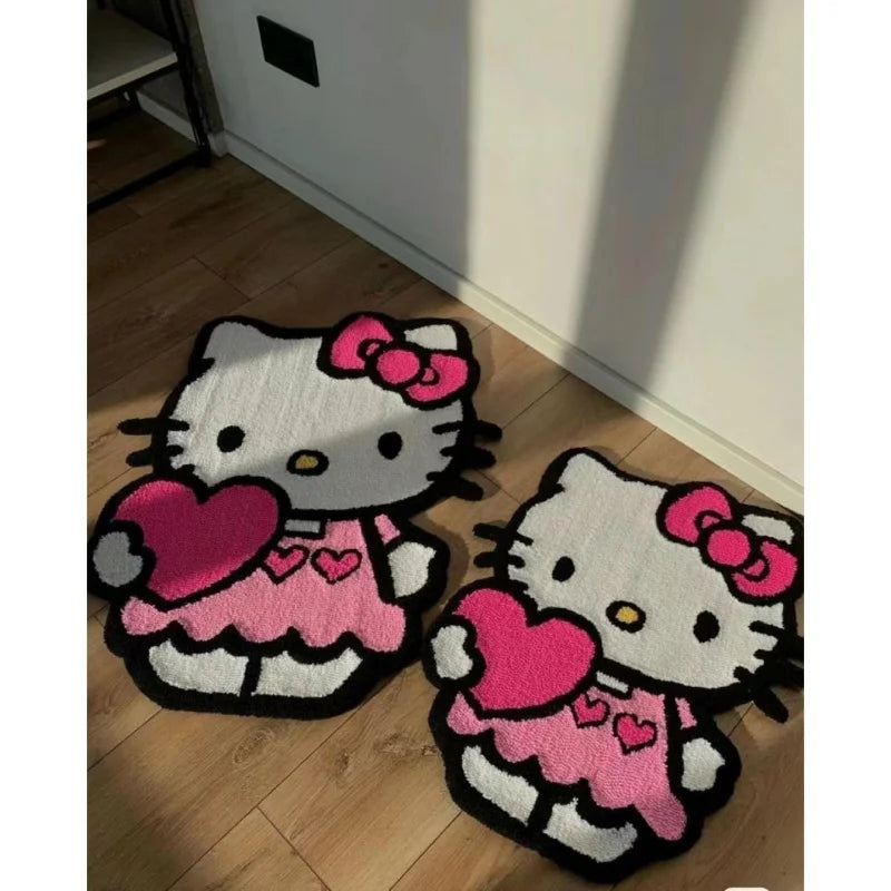 Cartoon Hello Kitty Plush Floor Mat Bathroom Door Absorbent Cute Non-slip Foot Mat Imitation Cashmere Carpet Bedside Decoration