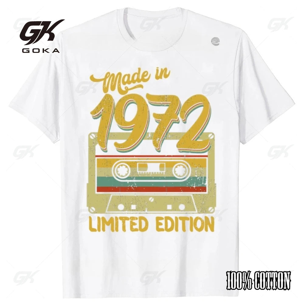Funny Made in 1972 Limited Edition Birthday Gift T-shirts Men Women's Summer Casual Tshirt 100% Cotton Loose Oversized T Shirt