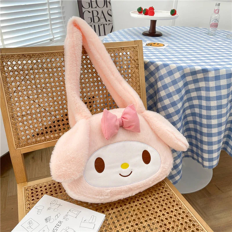 Sanrio New Model Cartoon Cute Kuromi Large-capacity Shoulder Bag Cinnamoroll Hand-held Underarm Bag Daily Match Girl Gift