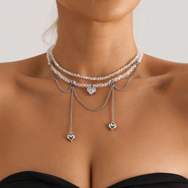 New Irregular Stone Choker Necklace For Women Elegant Tassels Heart Pendant Necklaces Wedding Party Jewelry Gift