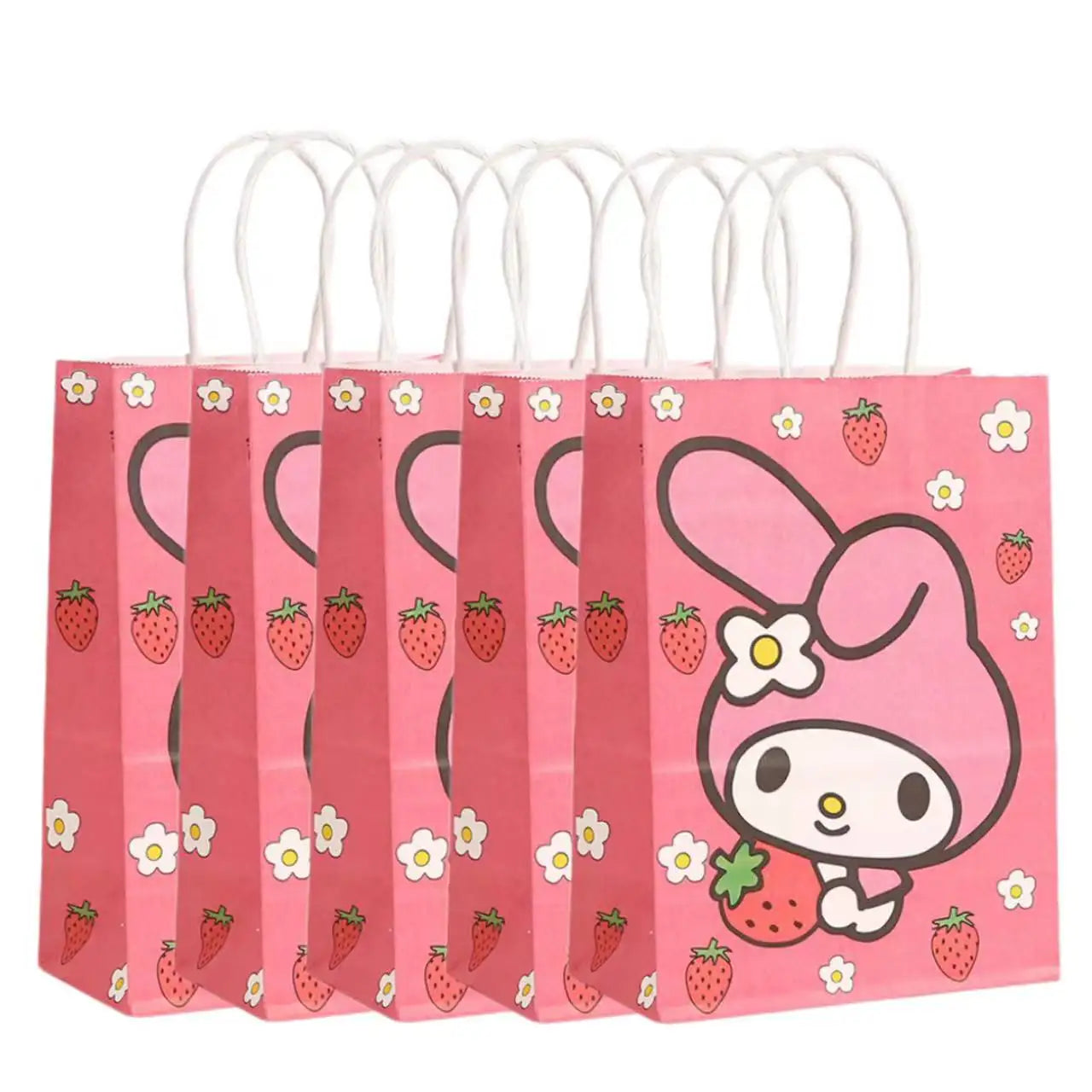 2/4/6/12/20pcs Sanrio Series Kuromi 21x15x8cm Kraft Paper Bag Anime Cartoon Print Children Party Supplies Candy Gift Bag Handbag