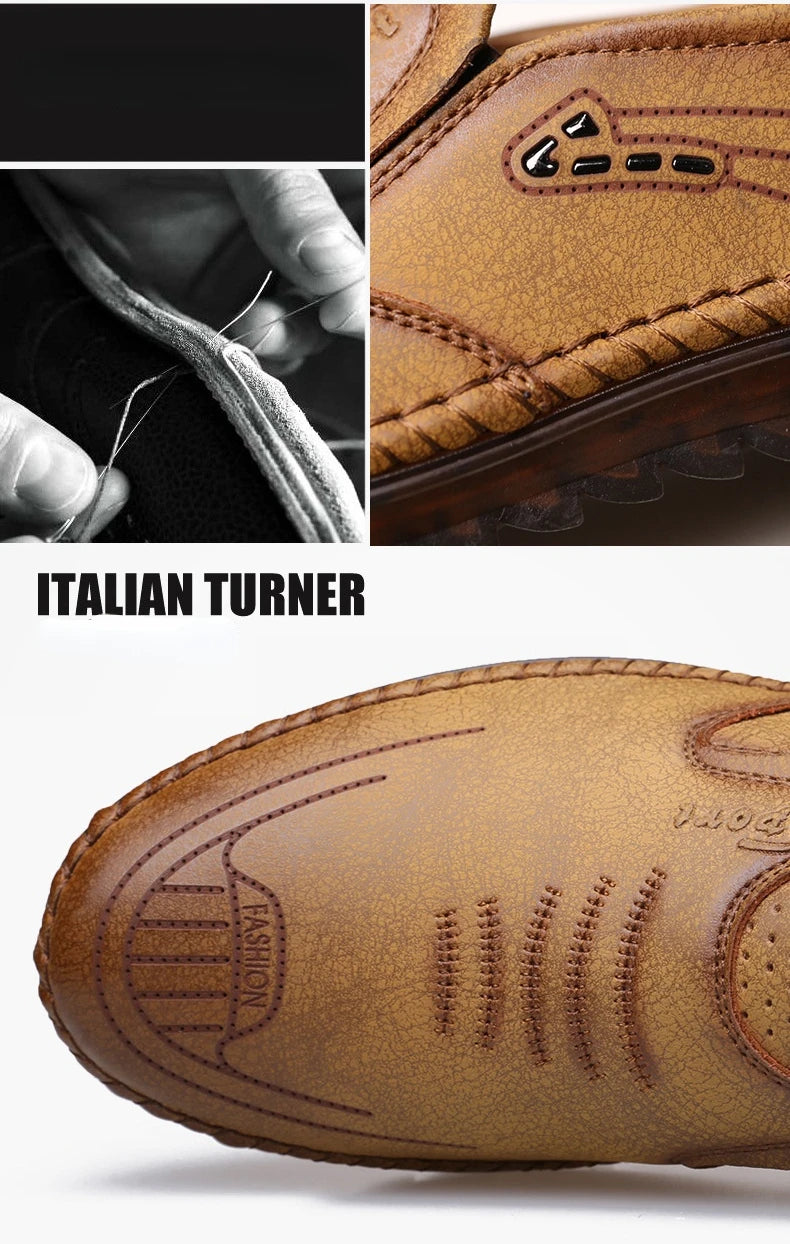 Men Loafers 2025 New Leather Shoes Men's Casual Shoes Moccasins Breathable Sneakers Male Driving Shoes Comfort Flats Plus Size