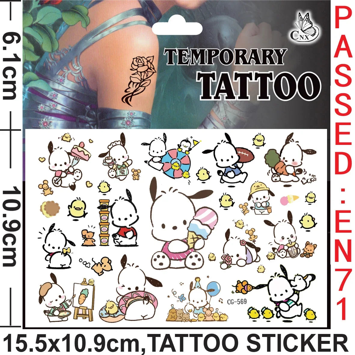 Sanrio series Tattoo Stickers Waterproof Cute Sticker Anime Birthday Party Supplies Decoration For Kids Women Men Gift
