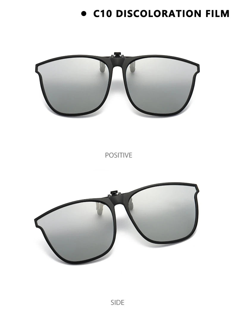 Polarized Clip On Sunglasses Men Car Driver Goggles Night Vision Glasses Anti Glare Vintage Square Glasses Oculos