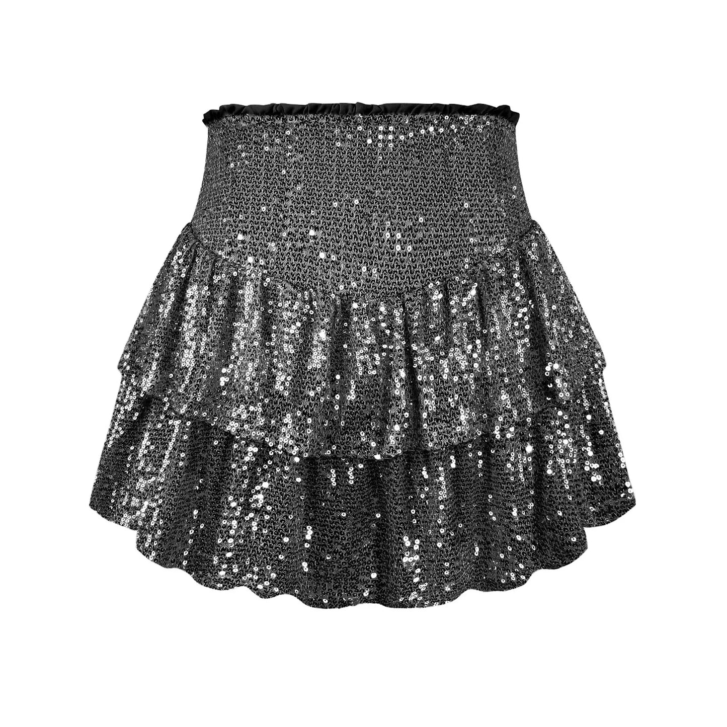 2024 Fashion Party Evening Clothes for Women Summer Sexy Elastic High Waist Sequin Mini Pleated Skirts Streetwear Short Dress
