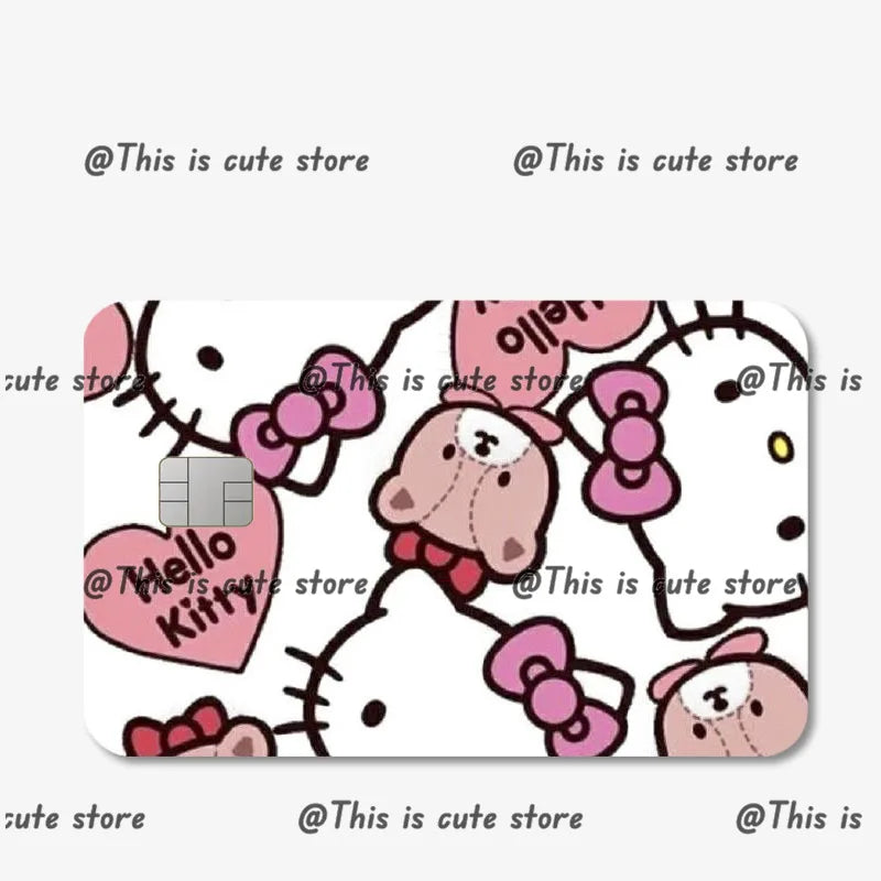 Sanrios Hello Kittys Kuromi Credit Card Skin Stickers for Bank Card Bus Anime Rilakkuma Metro Card Sticker Waterproof Girls Gift