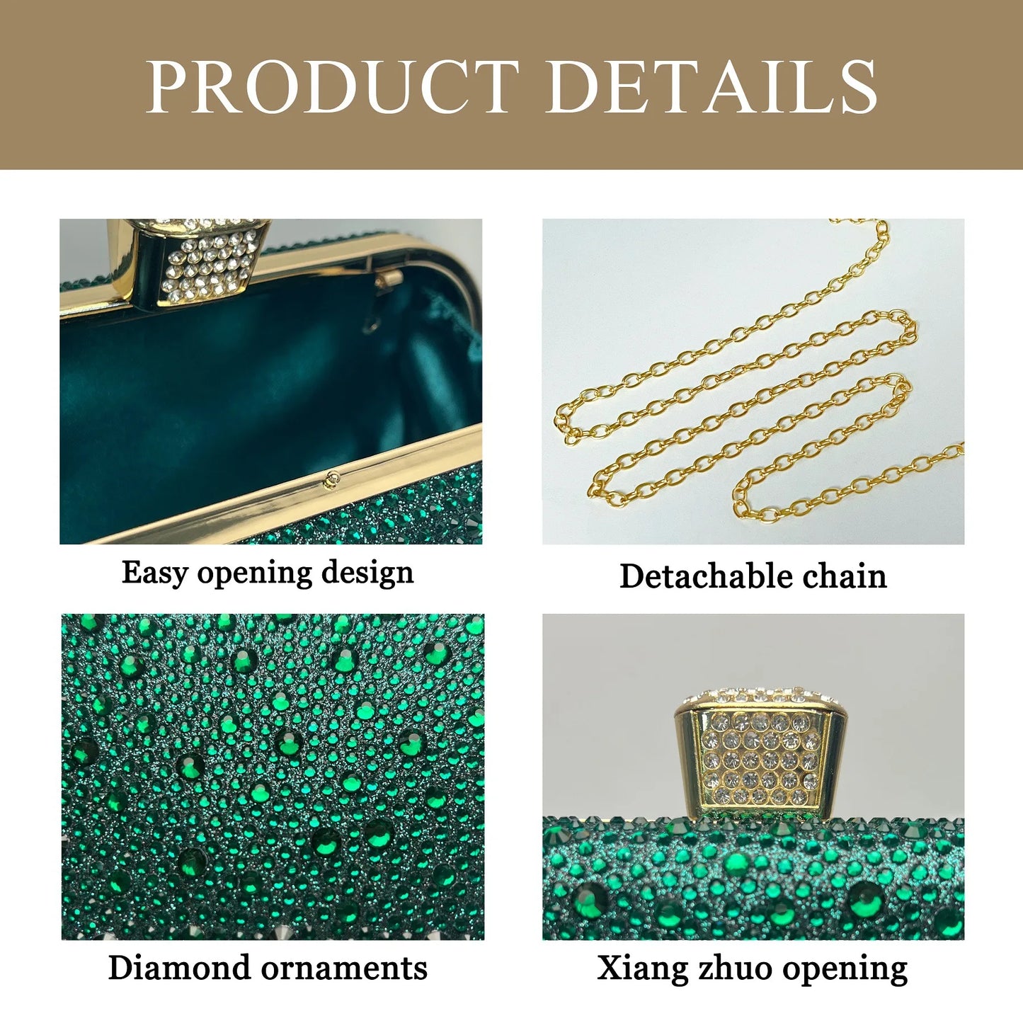 Luxury Shiny Evening Clutch Bag for Women Elegant Glamorous Party Purse Fashion Designer Handbag Glitter Prom Wedding Clutch