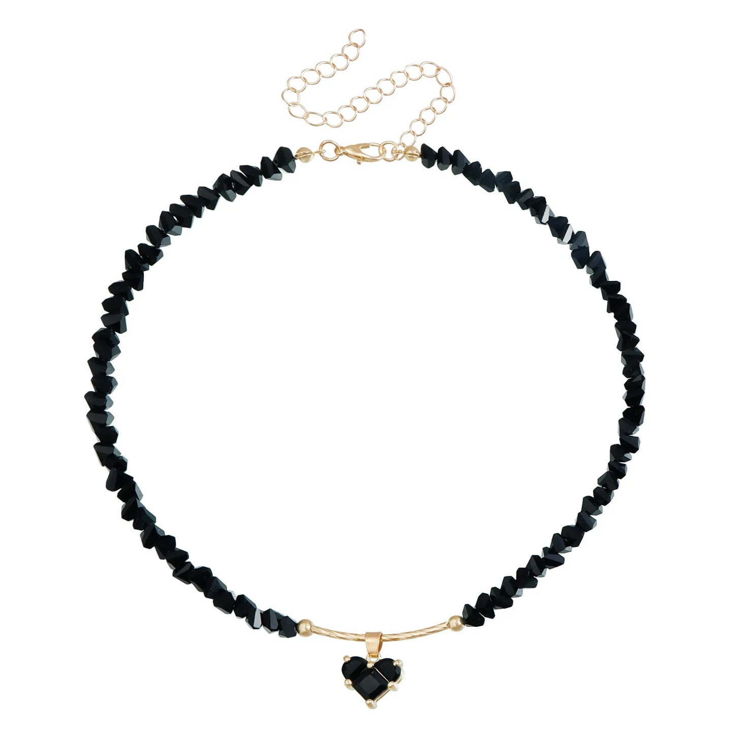 Fashion Heart Beaded Necklace for Women Boho Elegant Irregular Crystal Chain Y2K Choker Exquisite Party Gift Jewelry Accessories