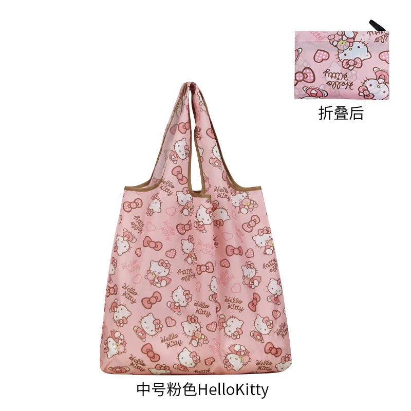 New Hello Kitty Supermarket Shopping Bag Large Capacity Bag Cartoon kuromi Portable Foldable Cloth Bag Shoulder Bag