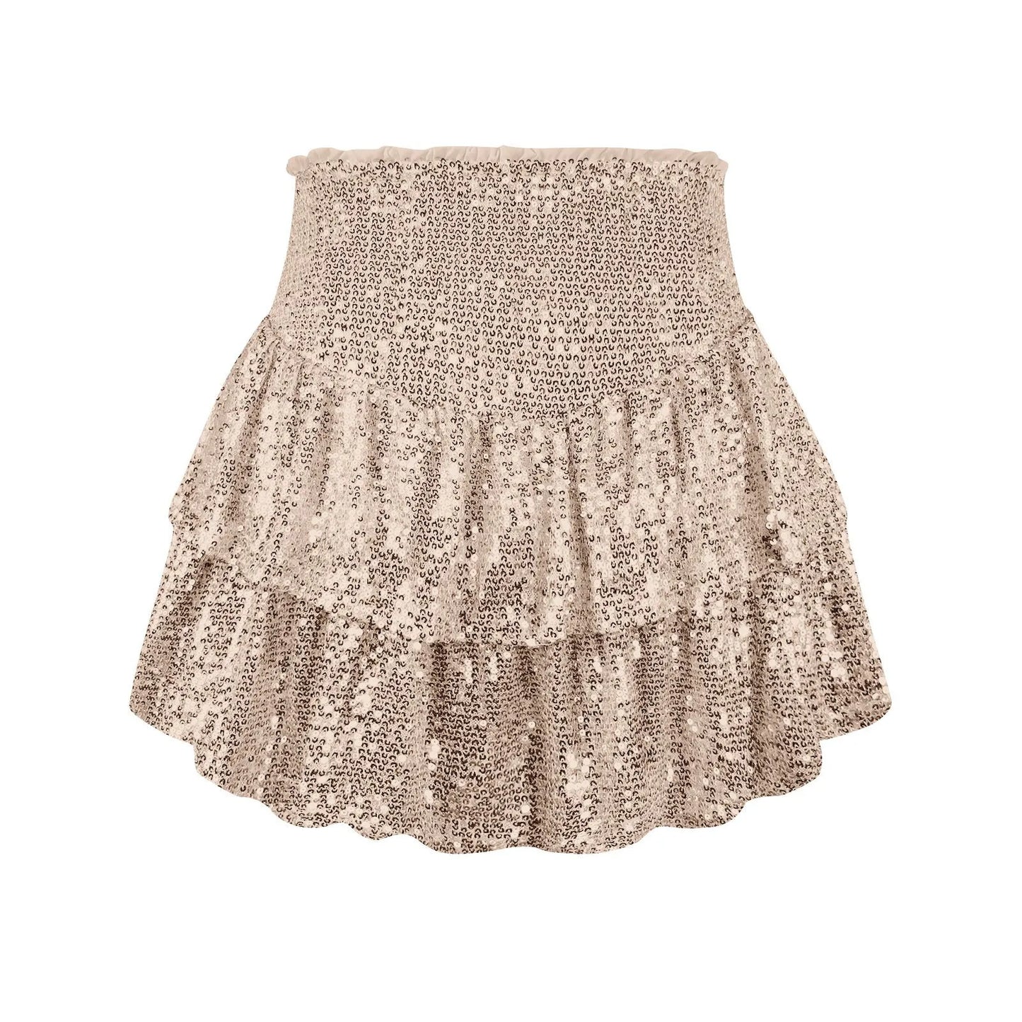 2024 Fashion Party Evening Clothes for Women Summer Sexy Elastic High Waist Sequin Mini Pleated Skirts Streetwear Short Dress