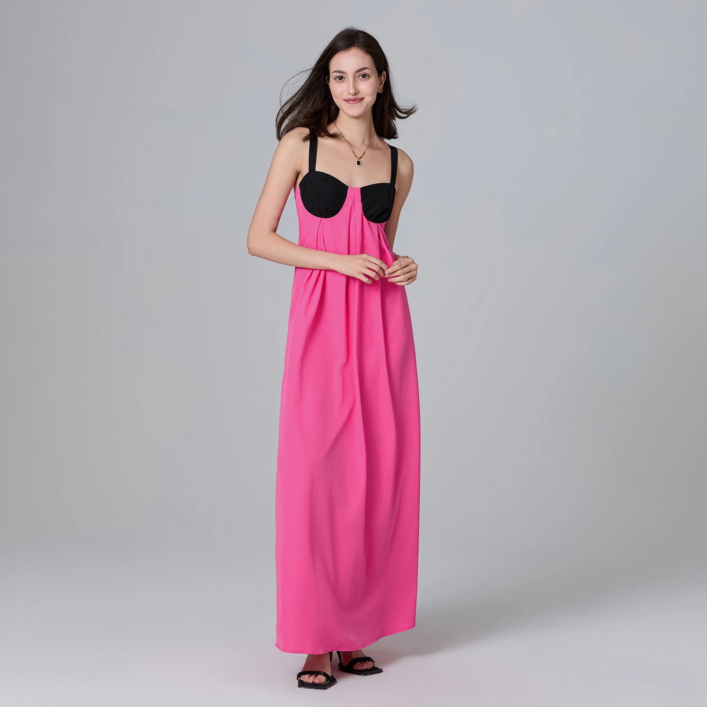 Puloru Night Clubbing Party Dresses Women Patchwork Backless Sleeveless Loose Fit Slips Long Dress Gown Evening Vestidos