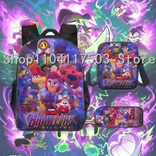 Anime Figures 3Pcs Backpack Set Kawaii Schoolbag Cartoon Mochila Anime Large Capacity 16 inch Bags Birthday Gifts