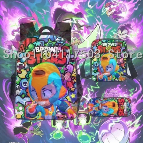 Anime Figures 3Pcs Backpack Set Kawaii Schoolbag Cartoon Mochila Anime Large Capacity 16 inch Bags Birthday Gifts