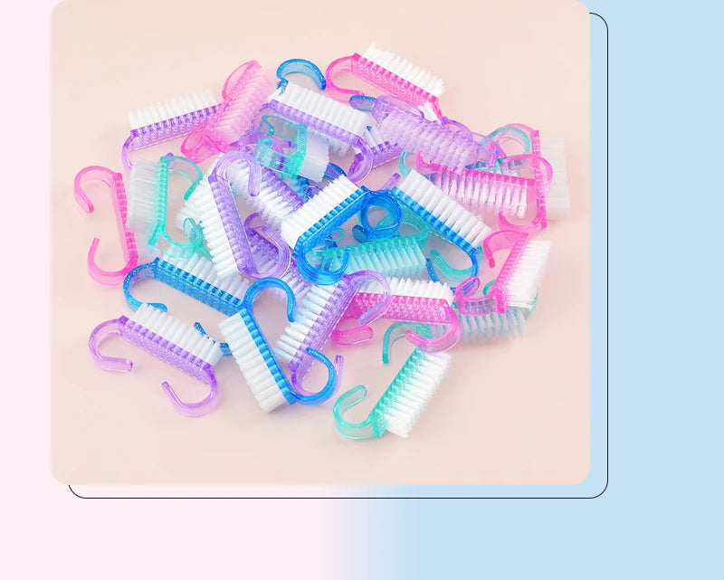 10/1個 プラスチック ネイルブラシ ミックスカラー ネイルハンドスクラブ クリーニングブラシ ダストクリーナー ネイルアート マニキュア ソフトリムーバーツール
