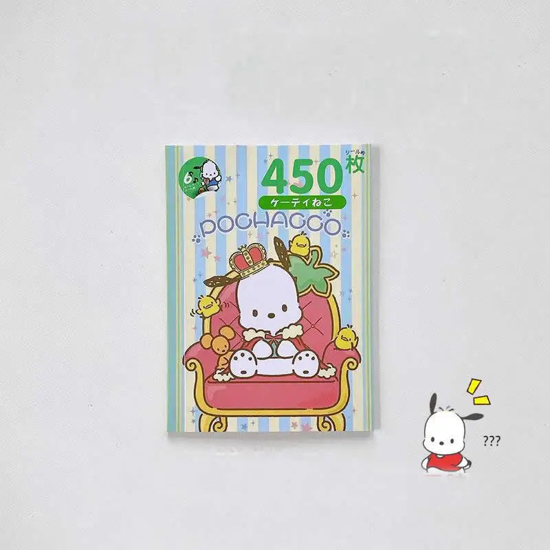 450Pcs/Book Sanrio Stickers Melody Cartoon Kuromi Hello Kitty Cinnamoroll Hand Acount Decorative Sticker Girls Gift Kids Toys