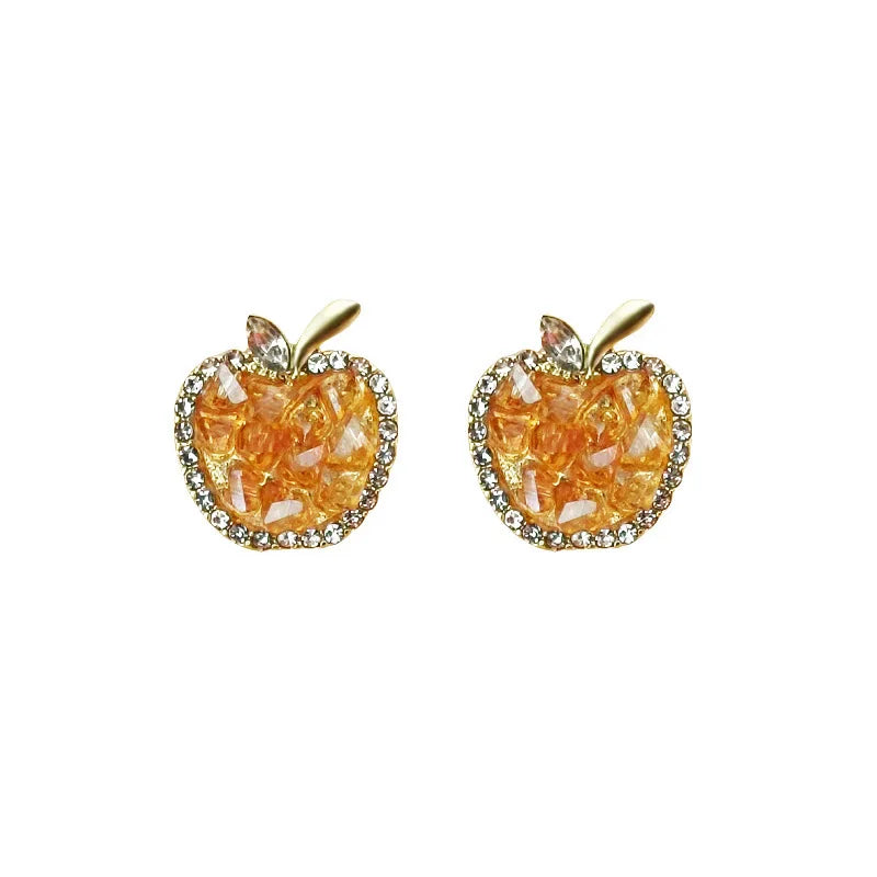 Green Crystal Apple Earrings Fashionable Jewelry Earrings For Women
