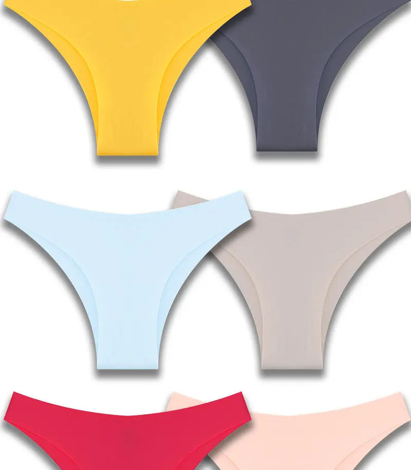 FINETOO 6Pcs/Set Ice Silk Seamless Underwear Low Waisted Brazilian Pants Breathable High Elasticity Lingerie Intimates Panties