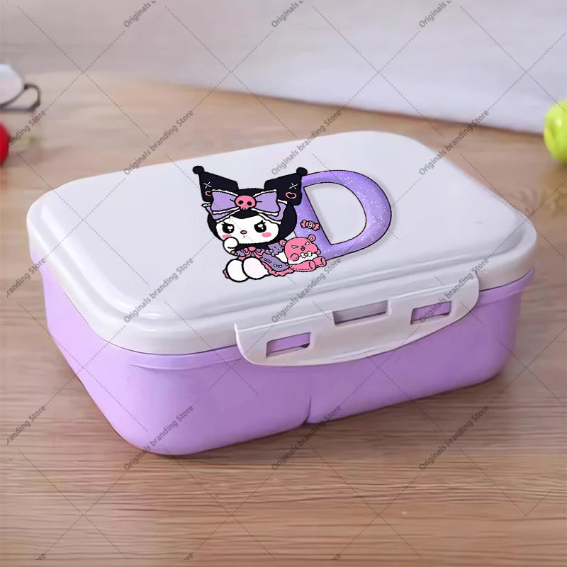 Kuromi 26 Letters Lunch Box Kawaii Girl Portable Bento Rice Boxs Student Hermetic Food Crisper Single Layer Capacity Kids Gift