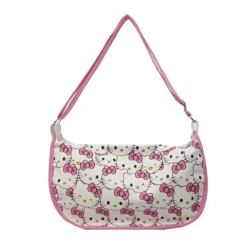 Cartoon Sanrio Hello Kitty Plaid Handbag Commuting Light Portable Summer Storage Shoulder Handbag High Capacity