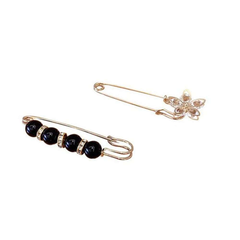 Lapel Pin Women Simulated-Pearl Pendant Pins Crystal Rhinestone Brooch For Woman Scarf Buckle Clips Hat Clothes Multipurpose Pin