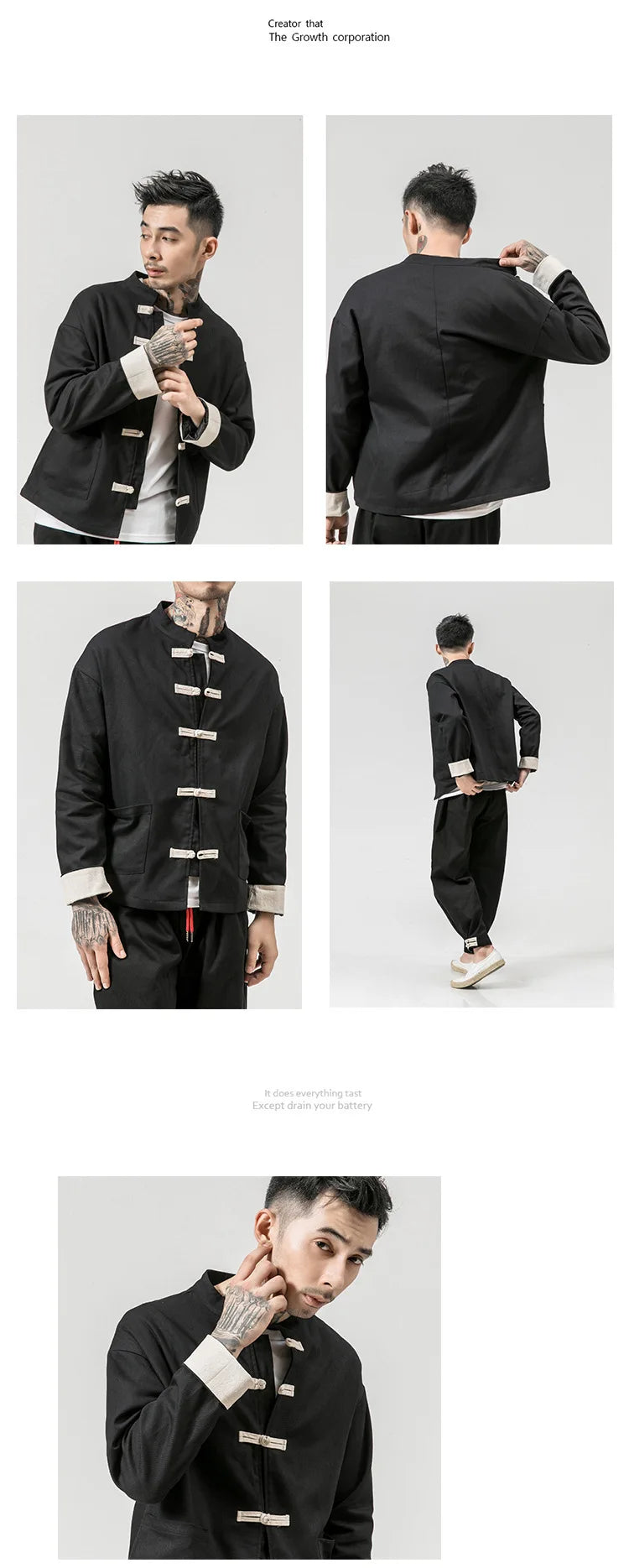 Chinese Wind Cotton Buckle Large Men's Casual Jacket Jacket Retro Stand-up Collar Tang Suit Top Batch