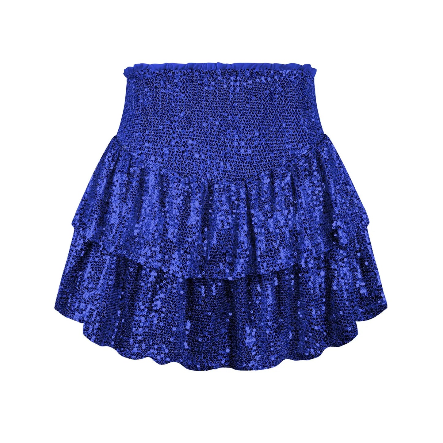 2024 Fashion Party Evening Clothes for Women Summer Sexy Elastic High Waist Sequin Mini Pleated Skirts Streetwear Short Dress